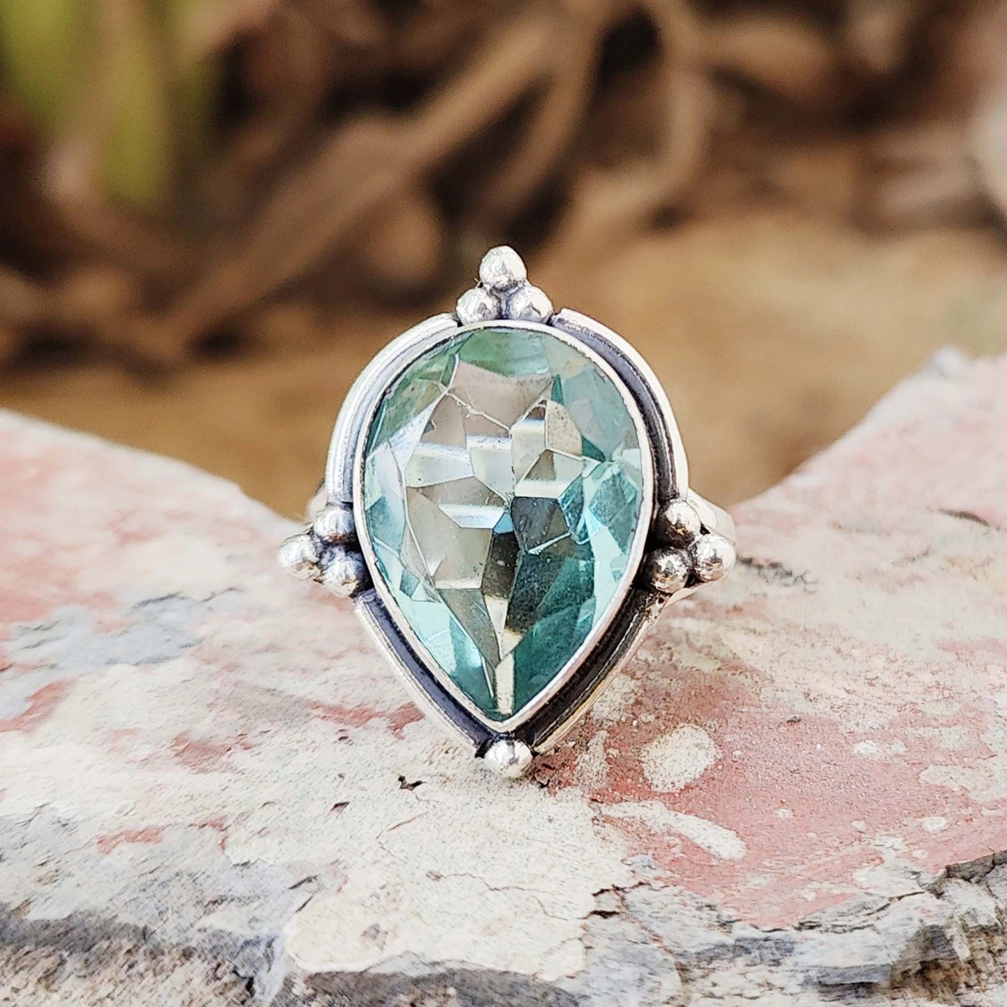 Aquamarine Ring 925 Silver Ring