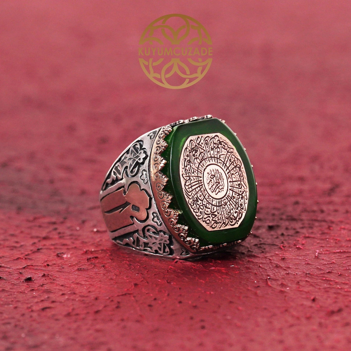 Green Fire Amber Stone  Sterling Silver Ring