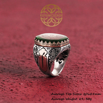 Green Fire Amber Stone  Sterling Silver Ring