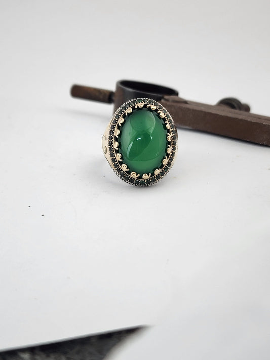 Sterling Silver Green Agate Ring