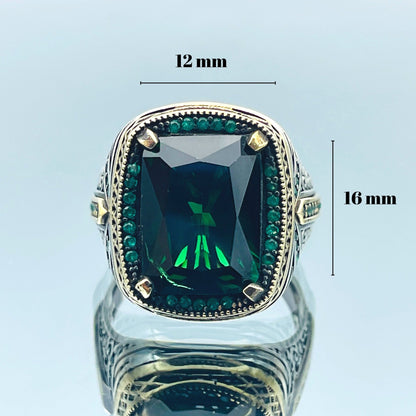Emerald Silver Men Green Stone Ring Most Loved