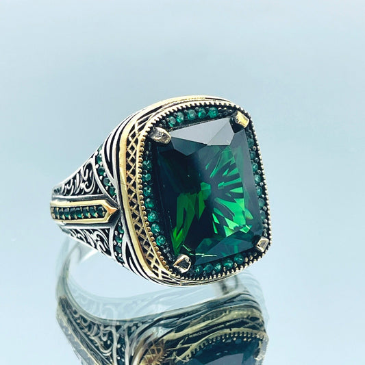 Emerald Silver Men Green Stone Ring Most Loved