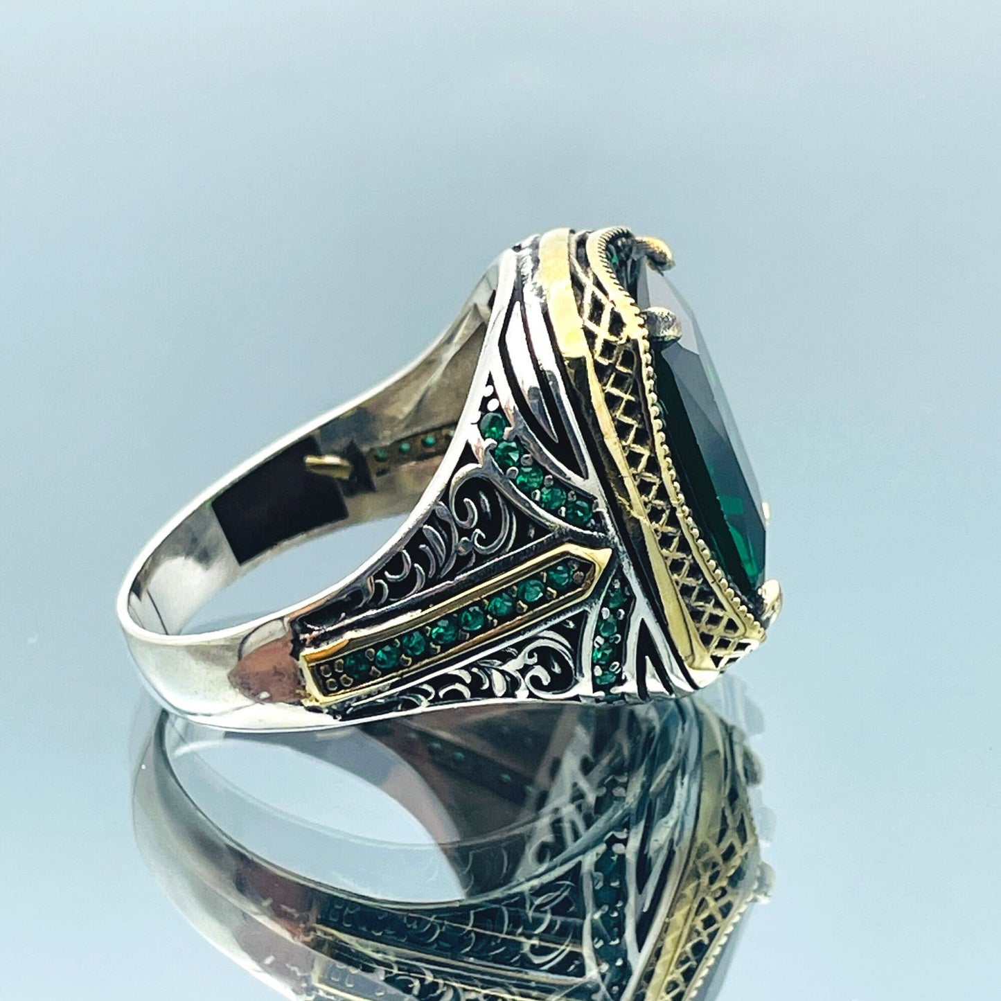 Emerald Silver Men Green Stone Ring Most Loved