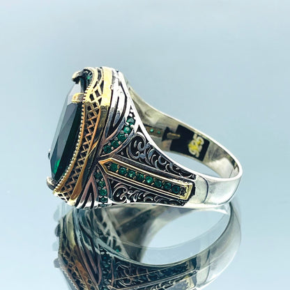 Emerald Silver Men Green Stone Ring Most Loved