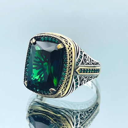 Emerald Silver Men Green Stone Ring Most Loved