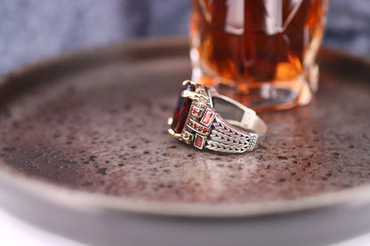 Ruby Men's Silver Ring