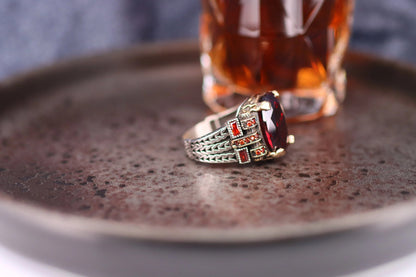 Ruby Men's Silver Ring