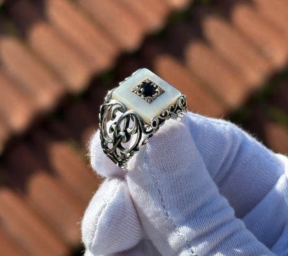 Mother of Pearl Ring Men