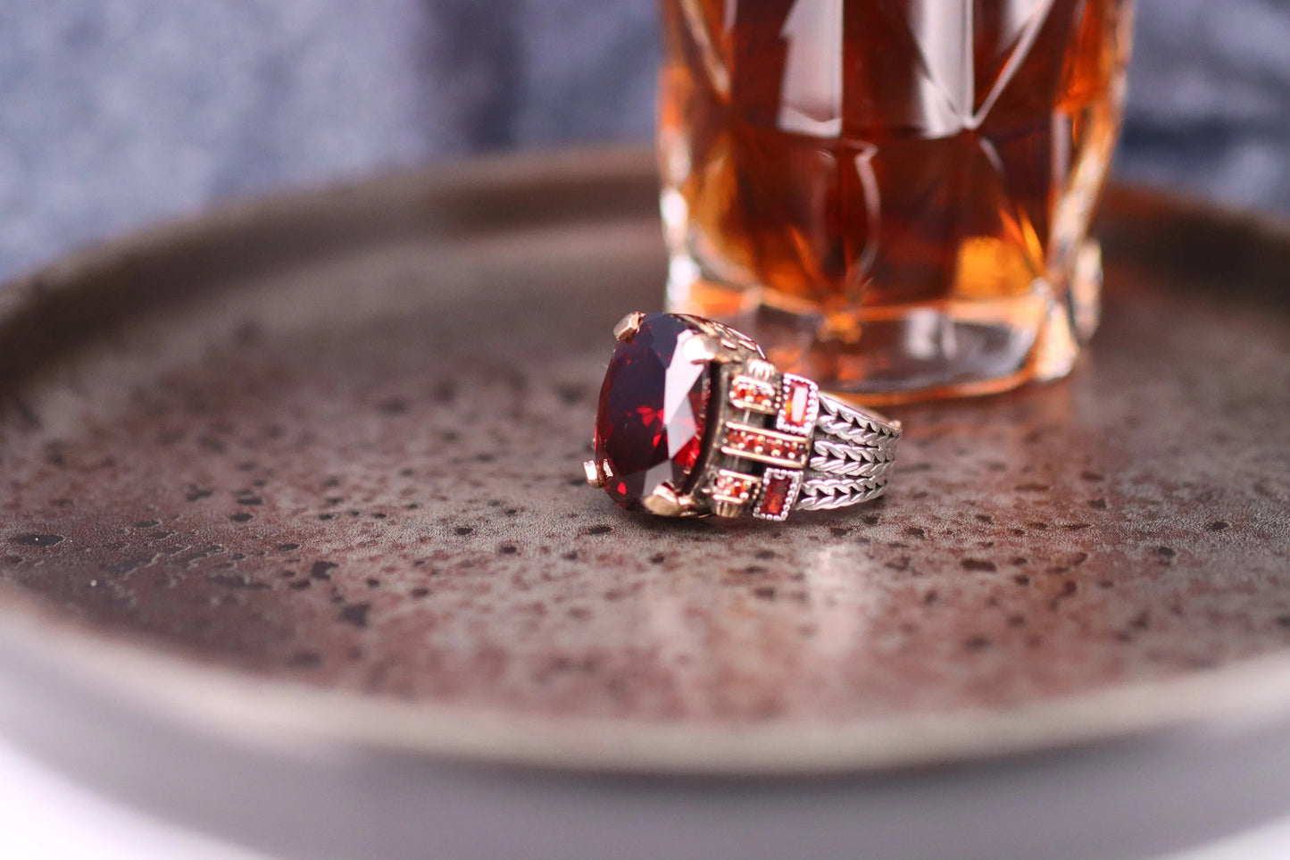 Ruby Men's Silver Ring