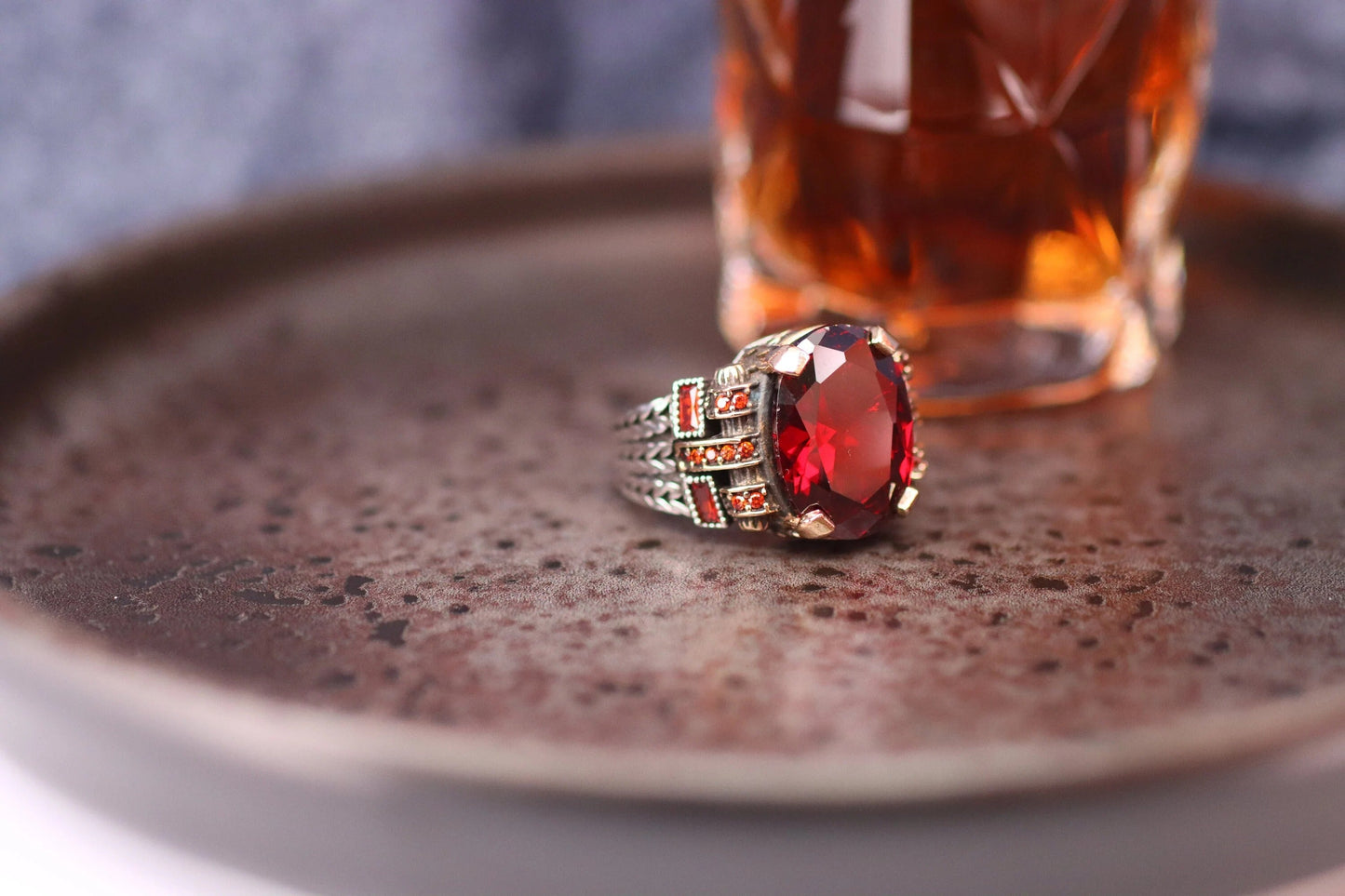 Ruby Men's Silver Ring