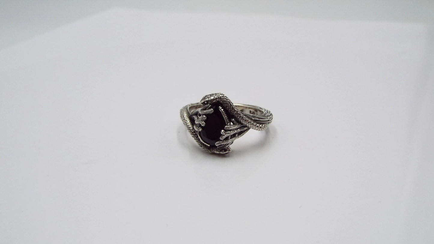 Teardrop Black Onyx Snake Ring