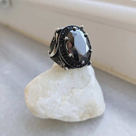 Black Zircon Stone Ring