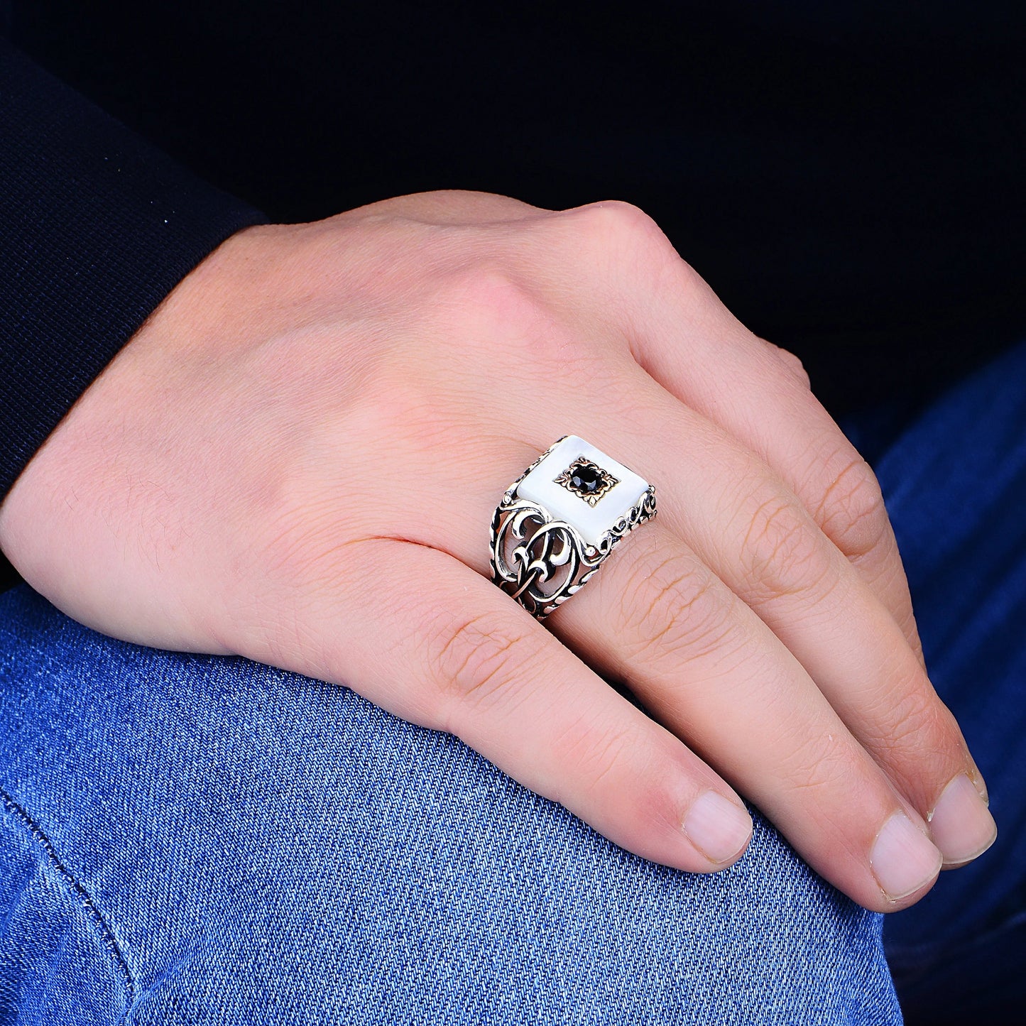 Mother of Pearl Ring Men