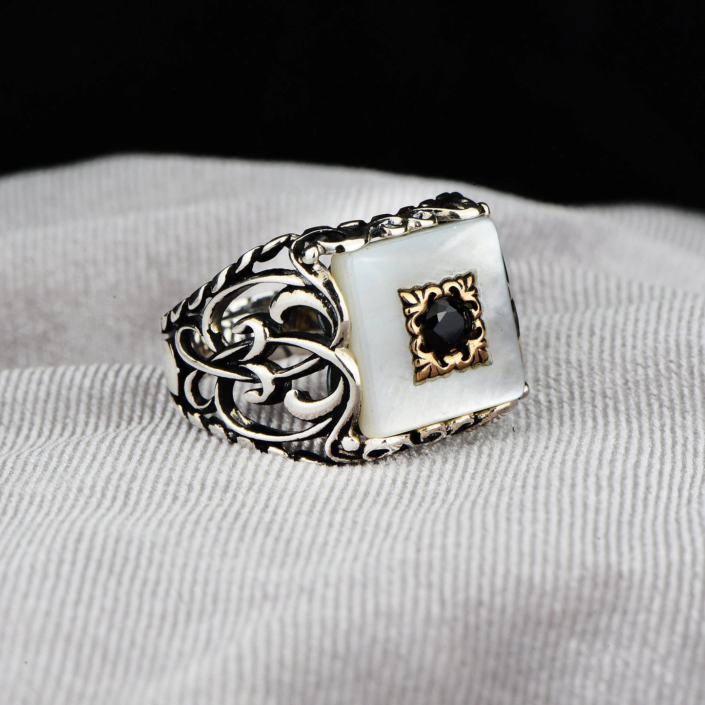 Mother of Pearl Ring Men