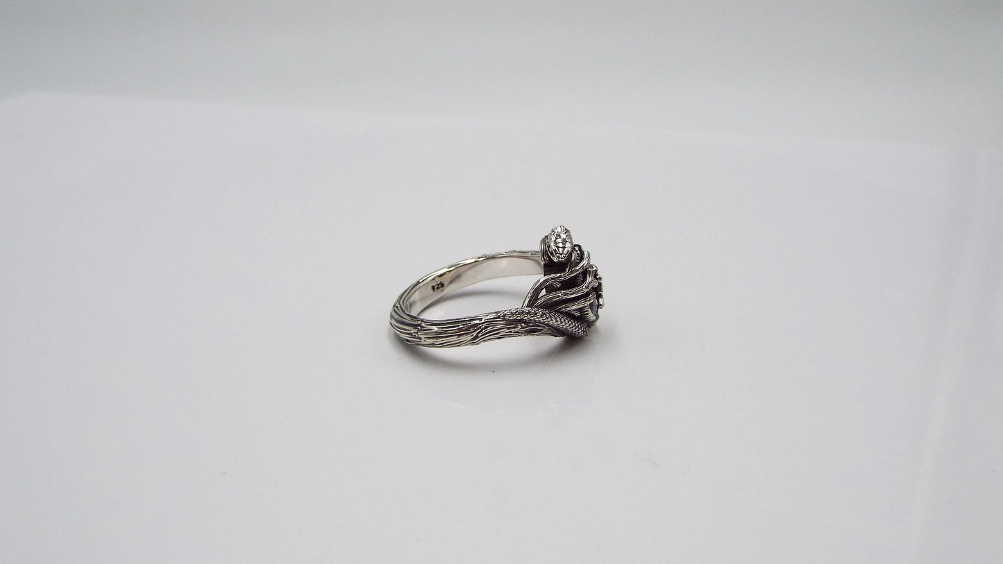 Teardrop Black Onyx Snake Ring