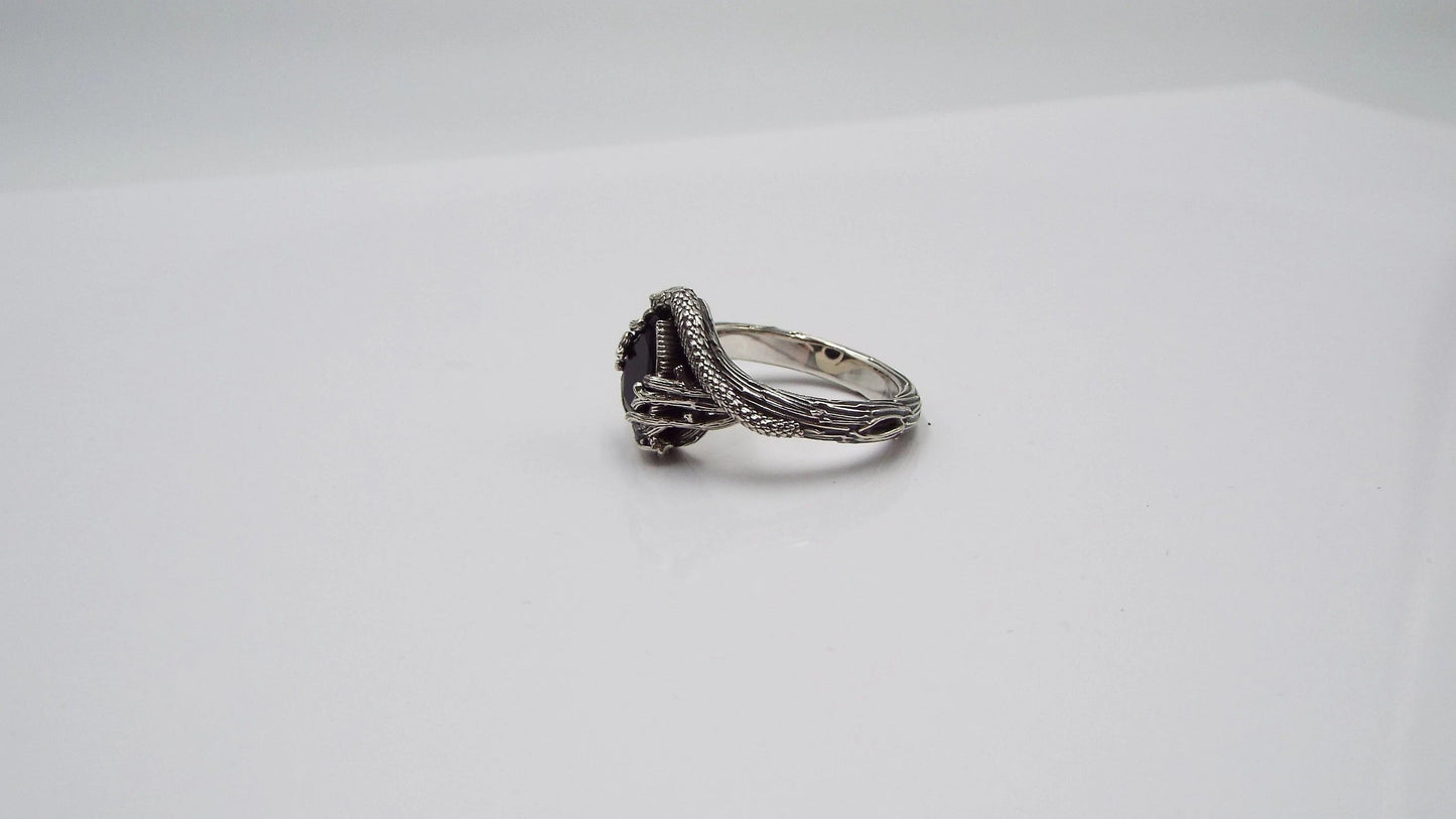 Teardrop Black Onyx Snake Ring