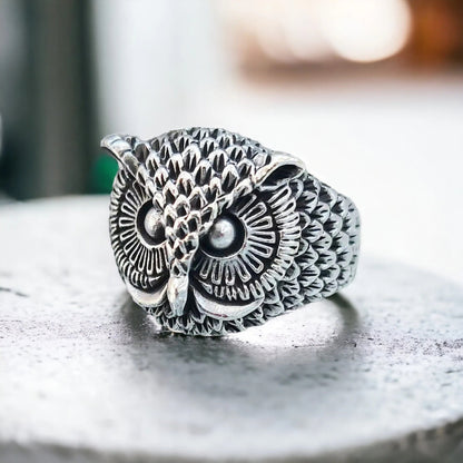 Owl Ring, 925 Sterling Silver Unisex Ring