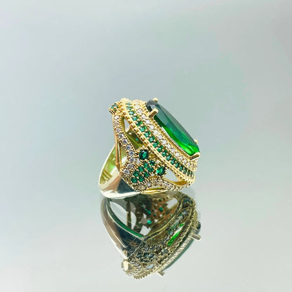 Women Emerald Silver Ring
