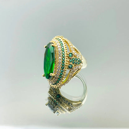 Women Emerald Silver Ring