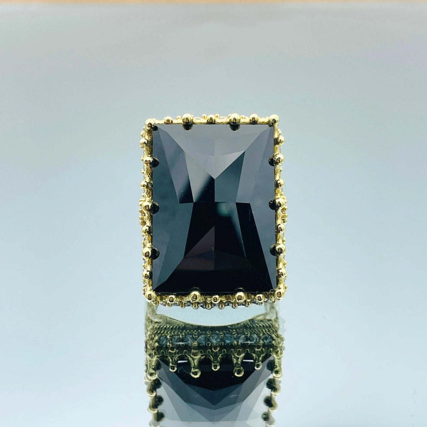 Women Black Onyx Silver Ring