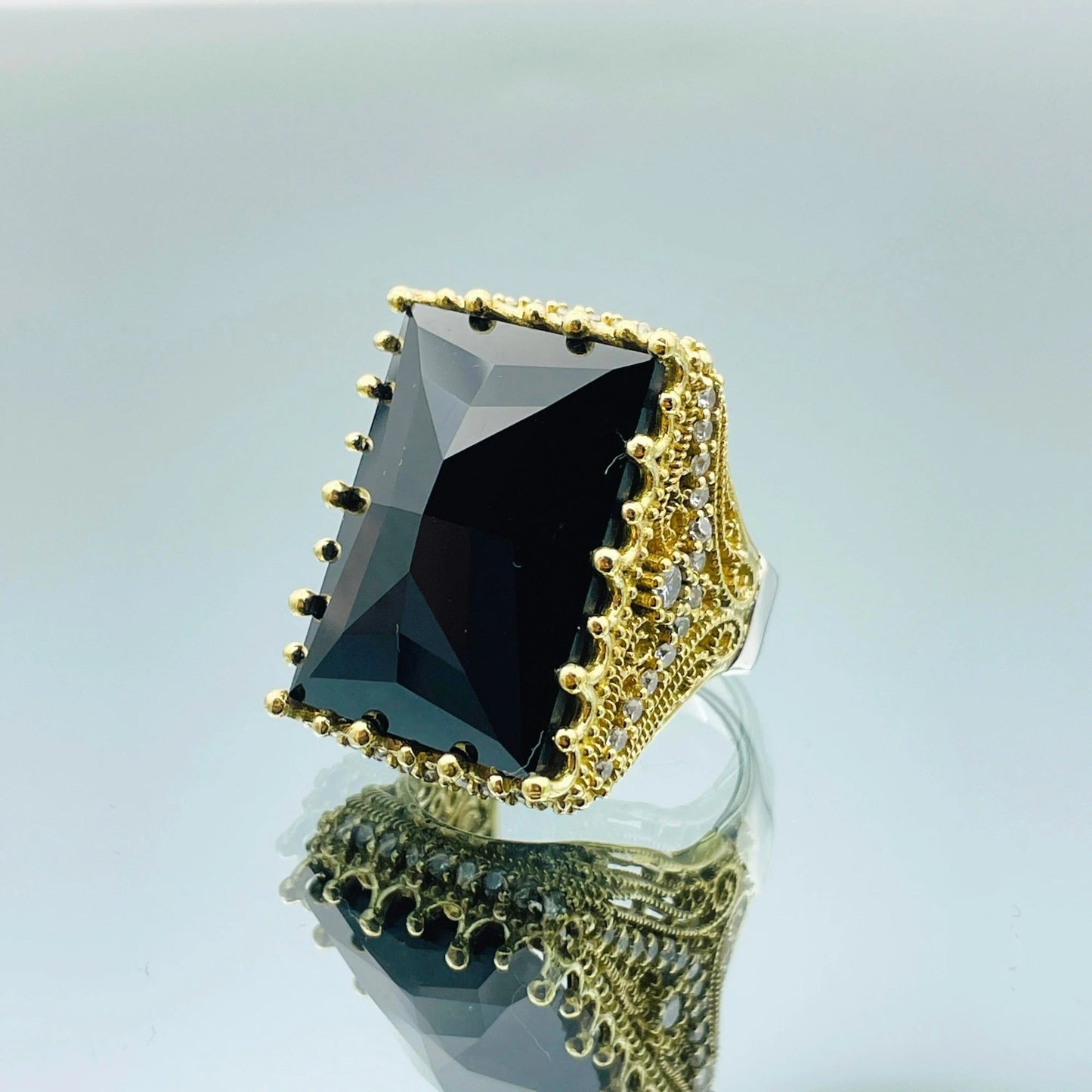 Women Black Onyx Silver Ring