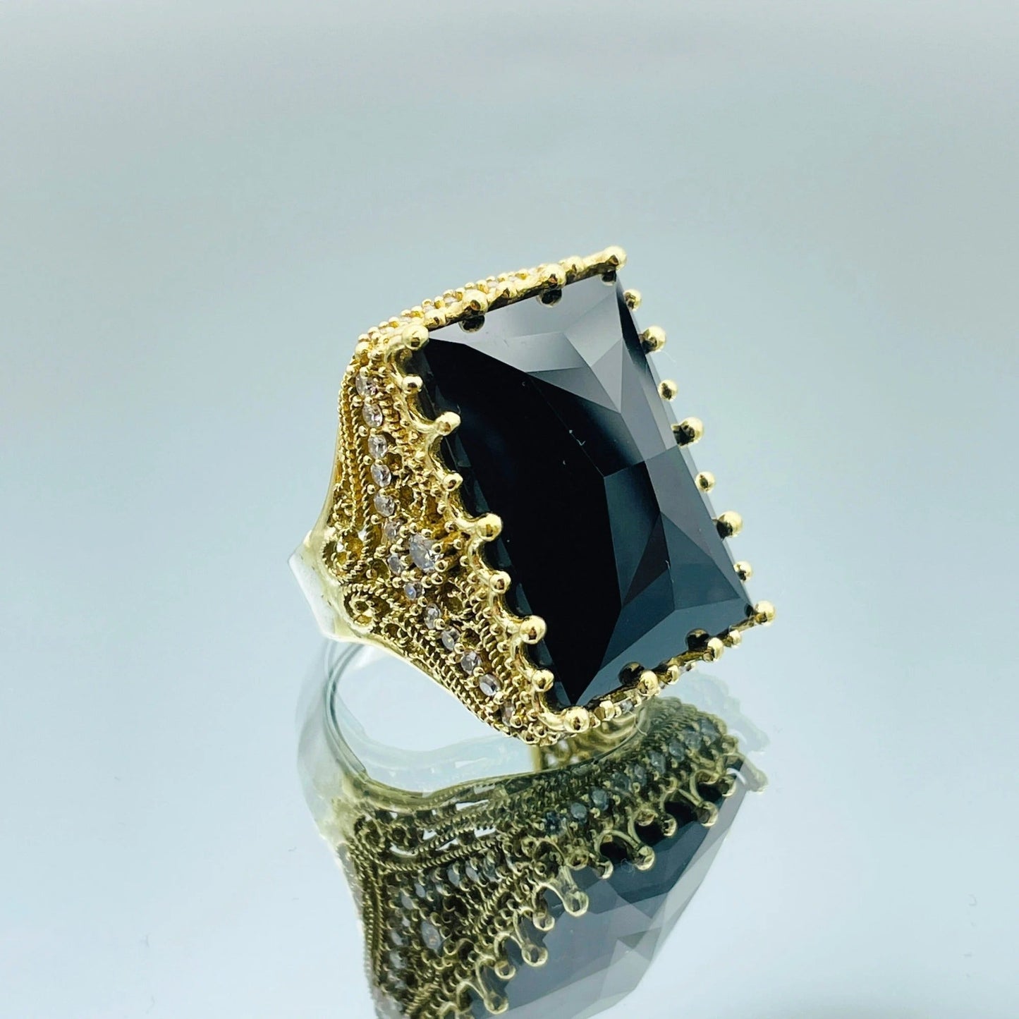 Women Black Onyx Silver Ring