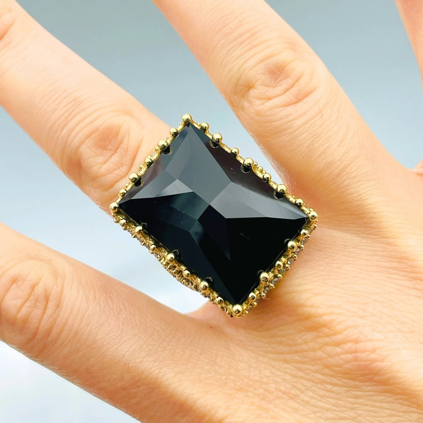 Women Black Onyx Silver Ring