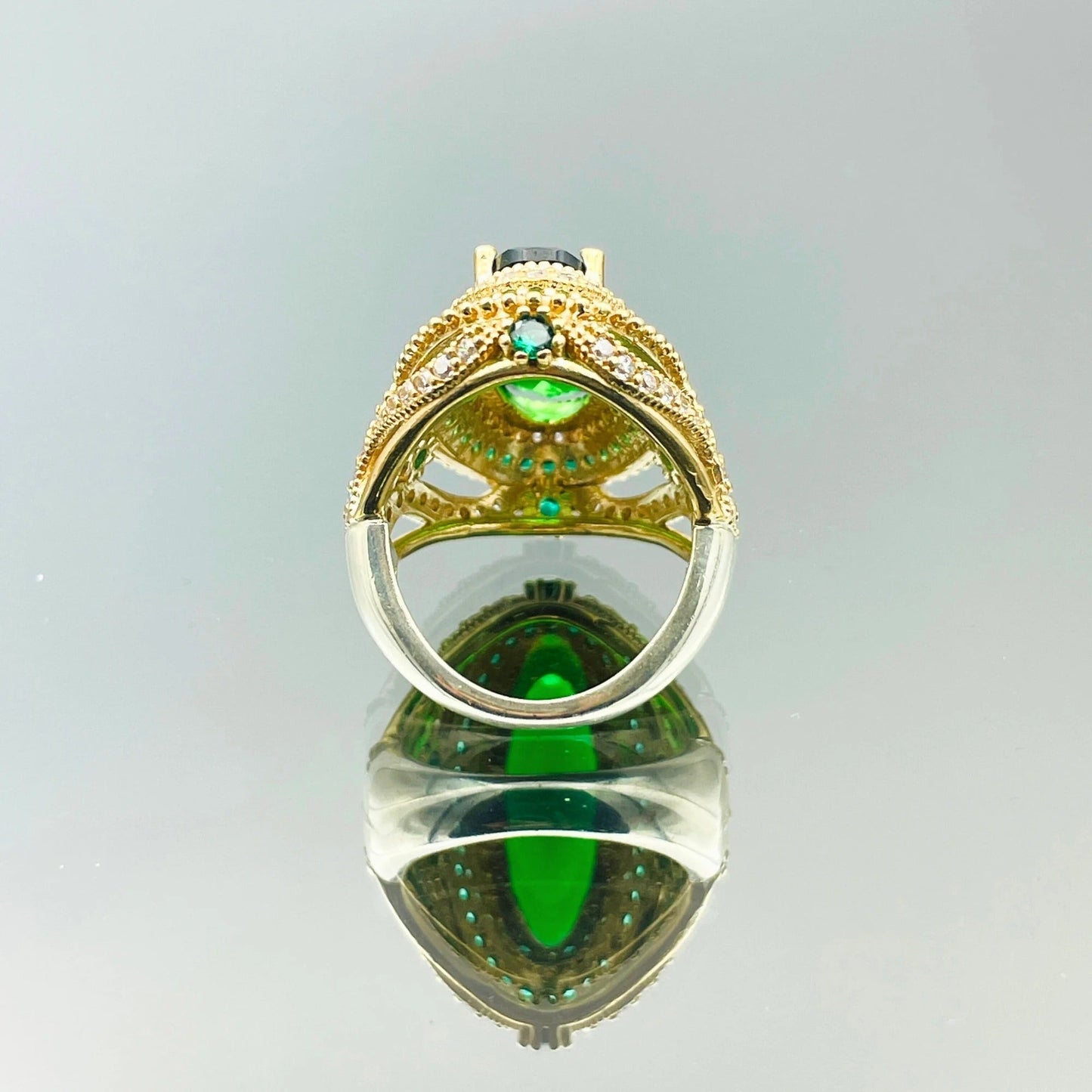 Women Emerald Silver Ring