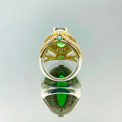 Women Emerald Silver Ring