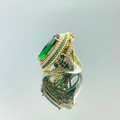 Women Emerald Silver Ring