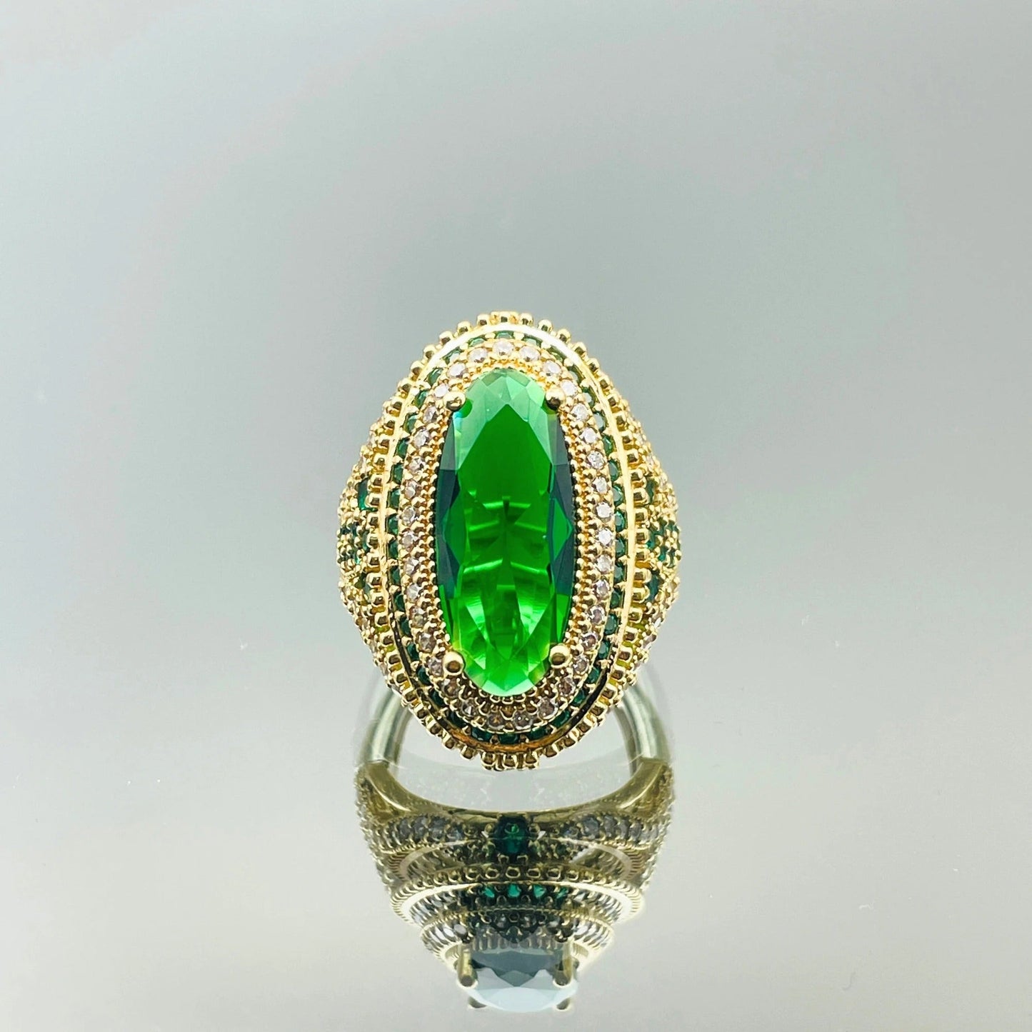 Women Emerald Silver Ring