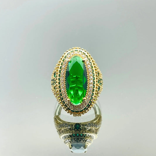 Women Emerald Silver Ring