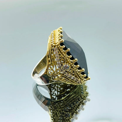 Women Black Onyx Silver Ring