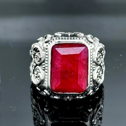 Mens Handmade Natural Ruby Stone Ring