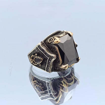 Men Black Onyx Stone Ring