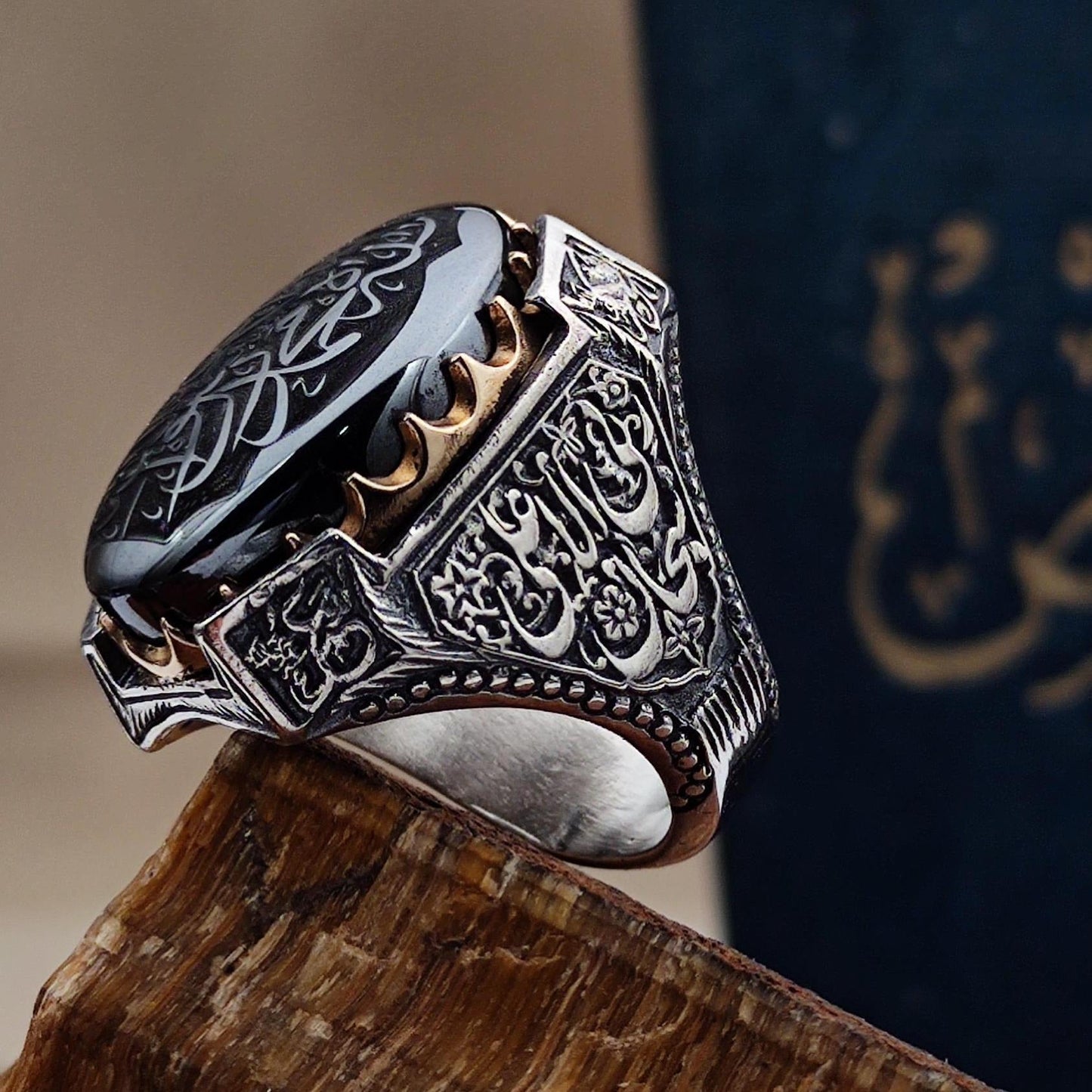 Tevhid Written Islamic Silver Men's Ring, Most Loved