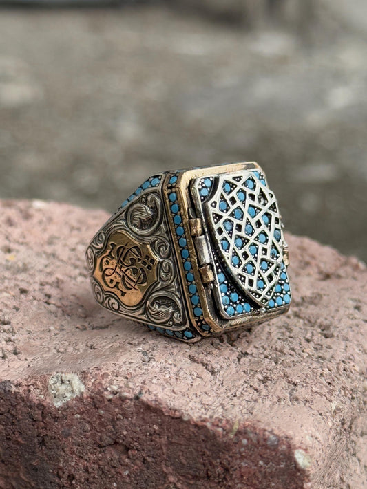 Men Silver Prayer Box Ring Most Loved