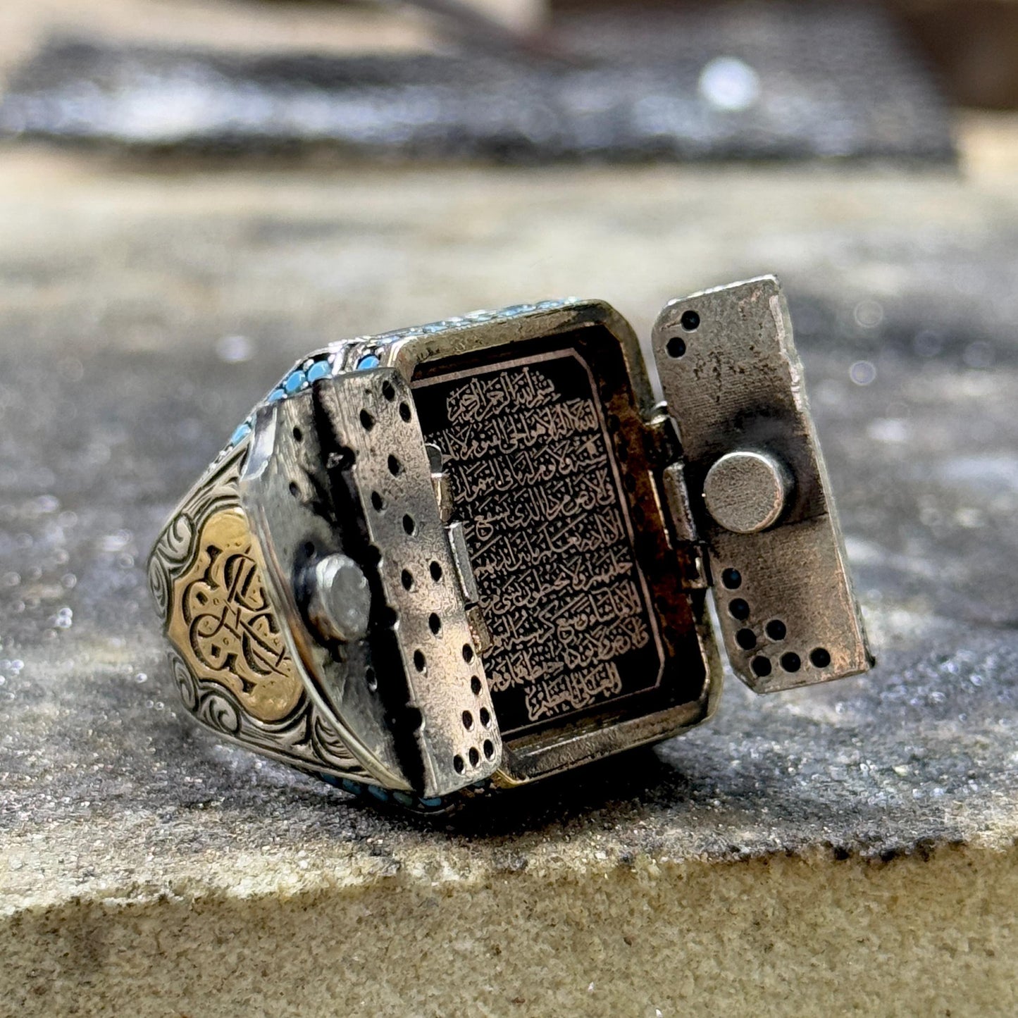 Men Silver Prayer Box Ring Most Loved