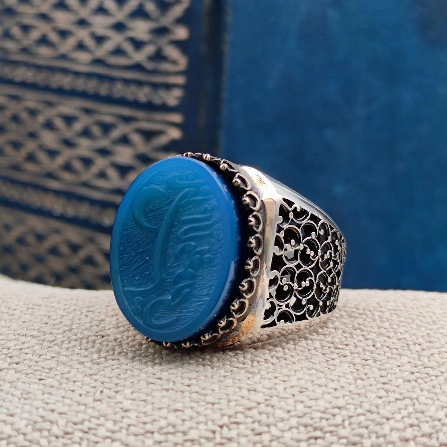 Personalized Name Seal "Nazim El Uyguri" Ring