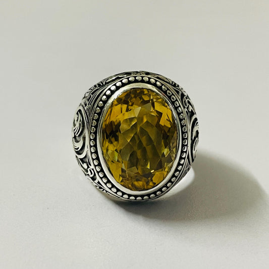 Handmade Citrine Topaz Gemstone Turkish Design Ring