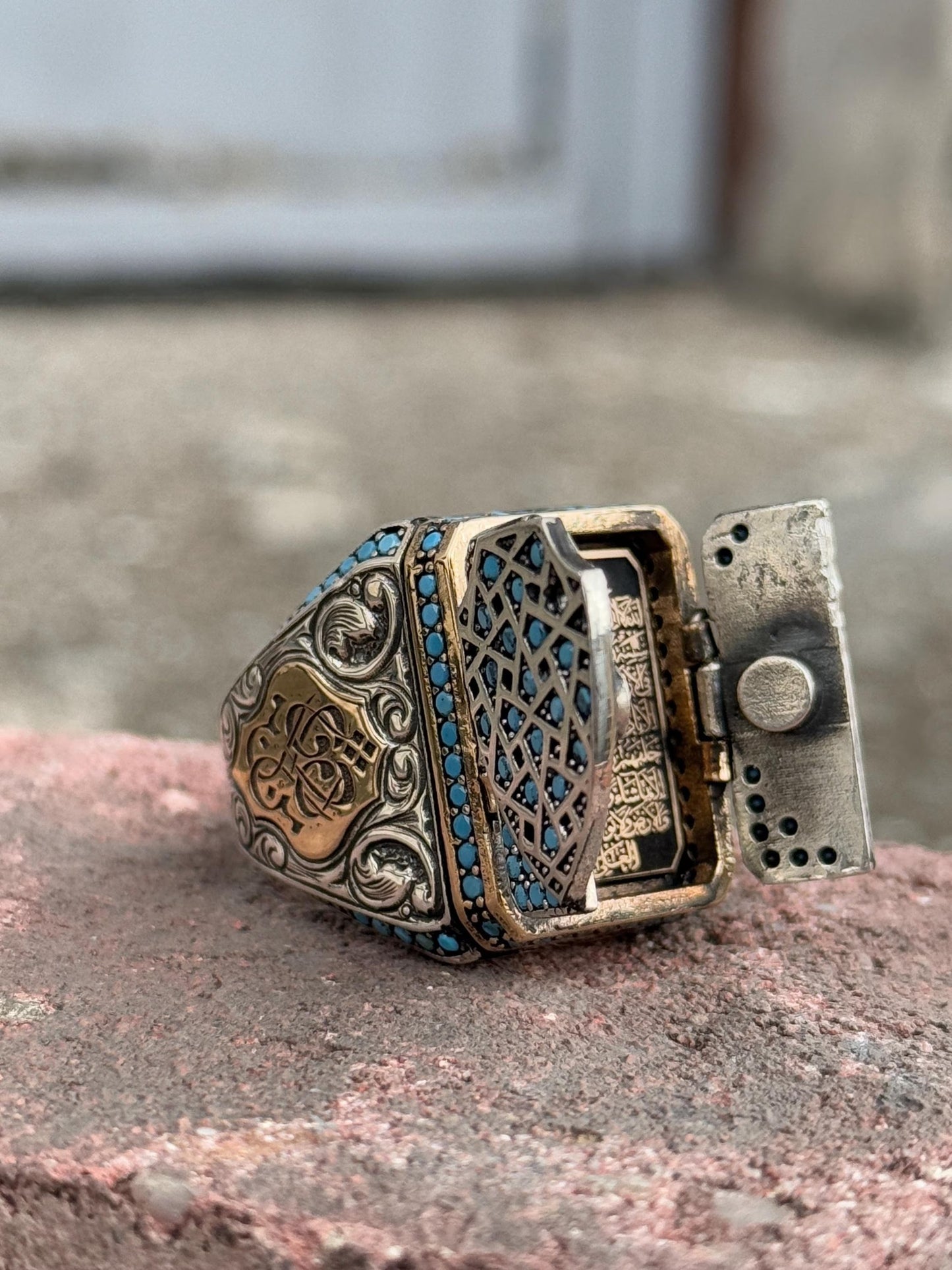 Men Silver Prayer Box Ring Most Loved