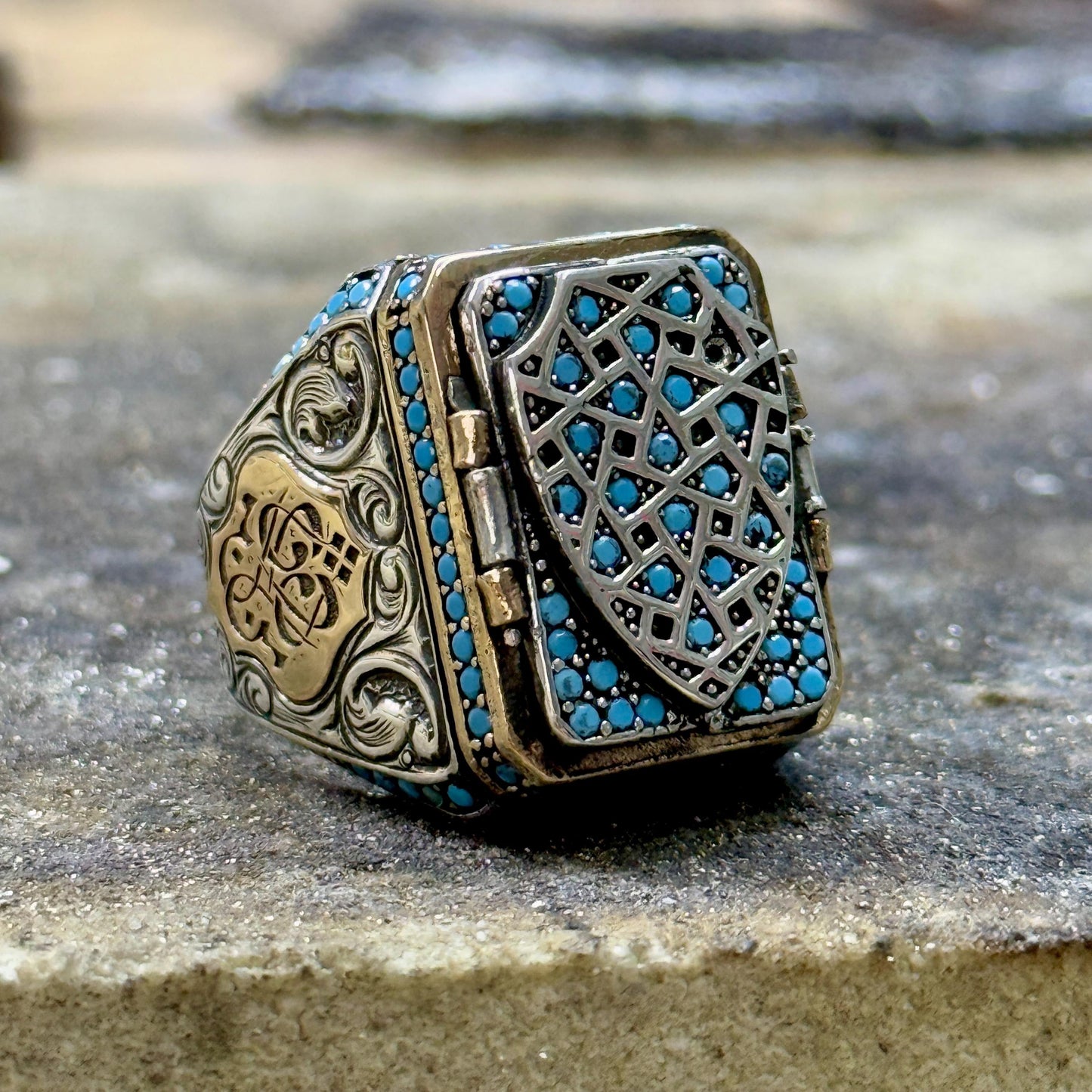 Men Silver Prayer Box Ring Most Loved