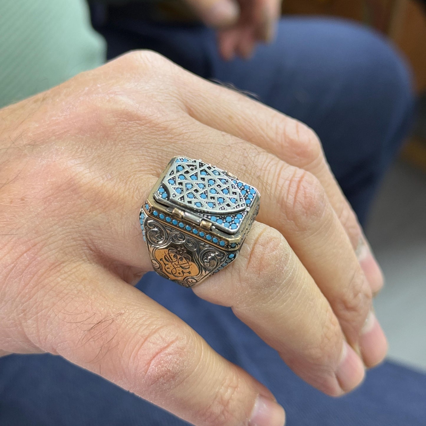 Men Silver Prayer Box Ring Most Loved