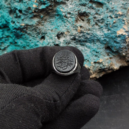 Unique Handmade Silver Men's Ring with carved