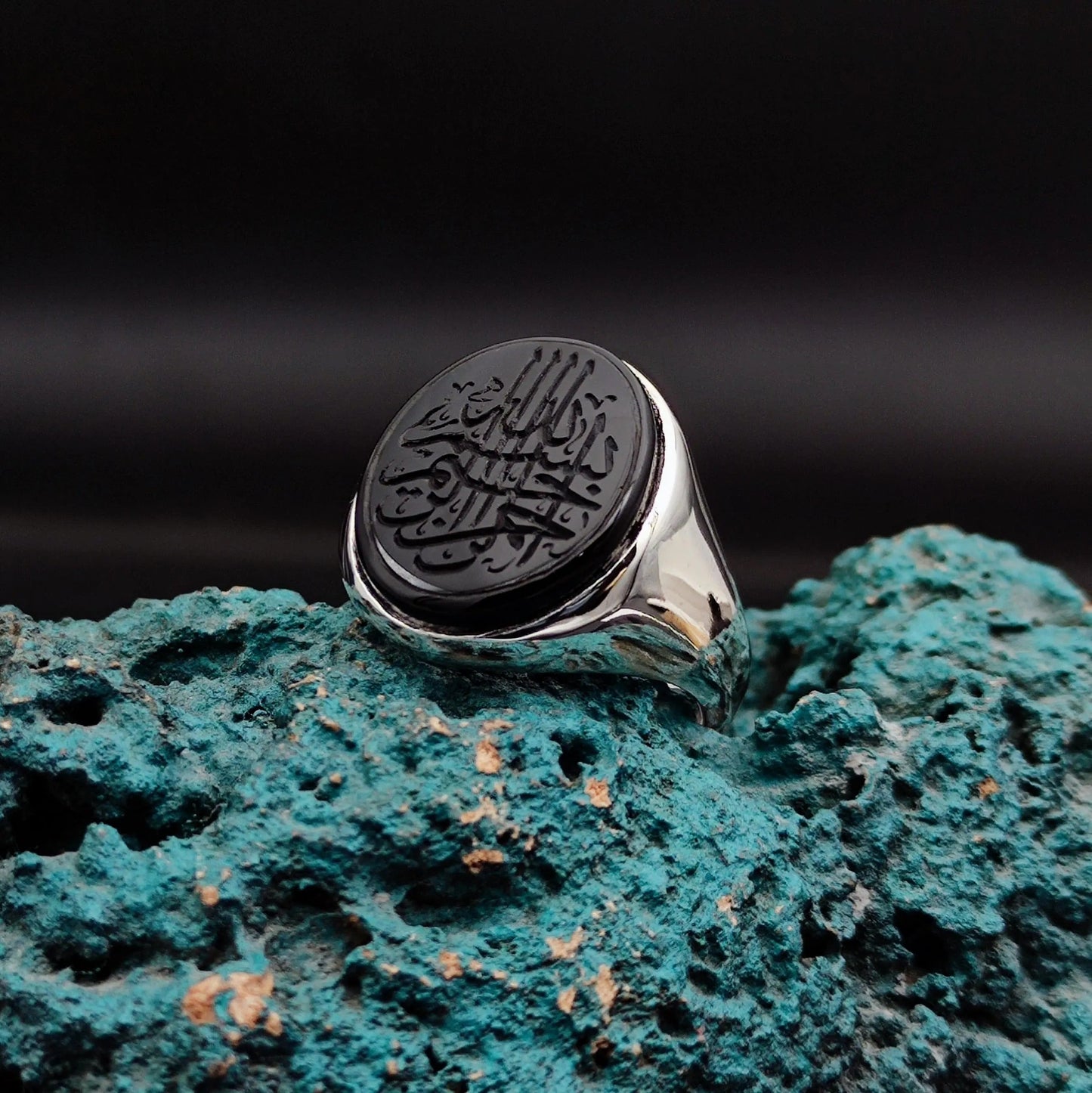 Unique Handmade Silver Men's Ring with carved
