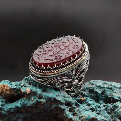 Unique Handmade Silver Men's Ring with carved Most Loved