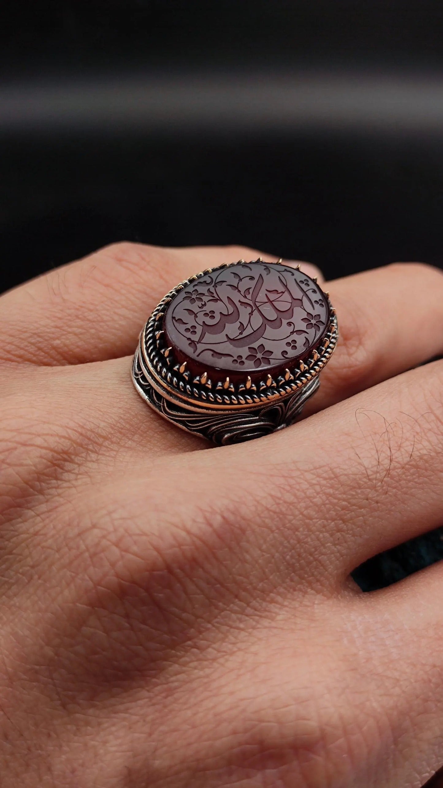 Unique Handmade Silver Men's Ring with carved Most Loved