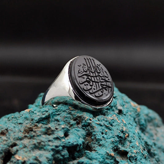 Unique Handmade Silver Men's Ring with carved