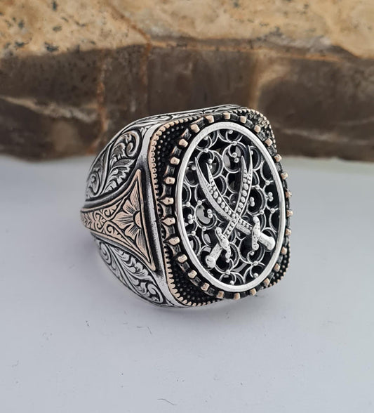 Handmade Silver Zulfiqar Ring for Men