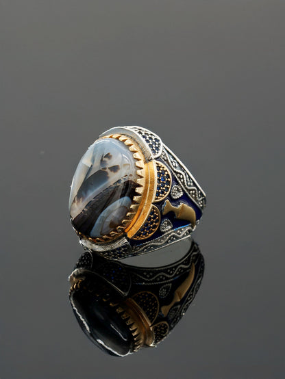 Handcrafted Luxury Men's Ring with Yemeni Agate